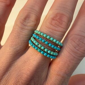 Set of 4 turquoise rings
